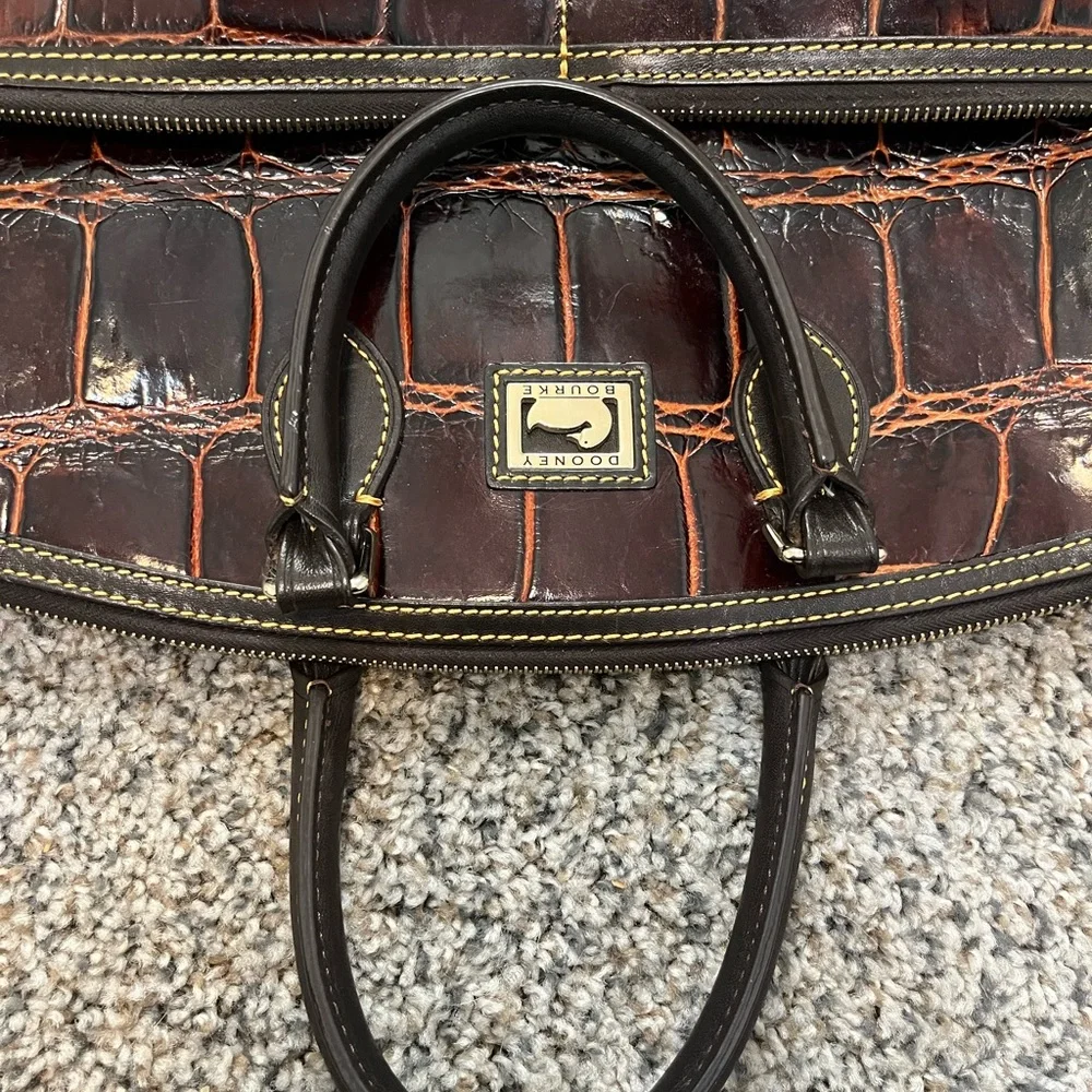 Dooney & Bourke Brown Croc-Embossed Leather Briefcase